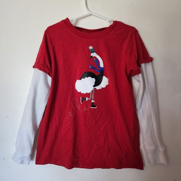 Hanna Andersson Long Sleeve Tee Red Skating size 130 size 8 Years Girls - Picture 1 of 4